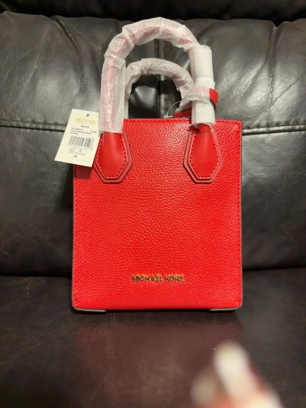Michael Kors Red Pebbled Mini Tote